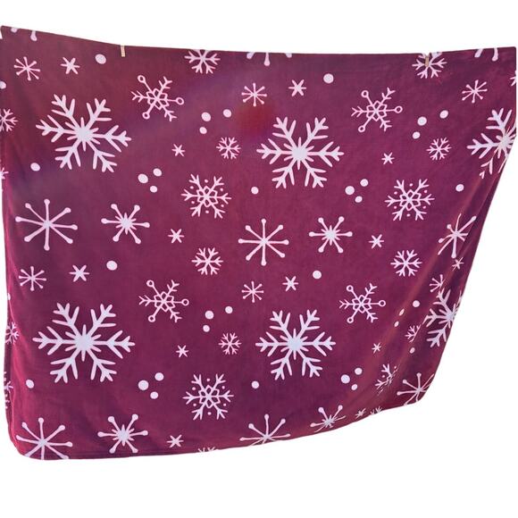 Christmas Winter Fleece Throw Blanket Red White Snowflake 60 in x 50 in - Picture 2 of 2